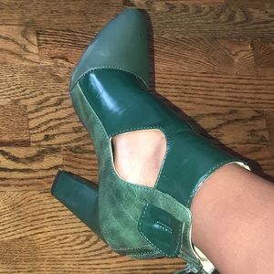Emerald Green Snakeskin Booties